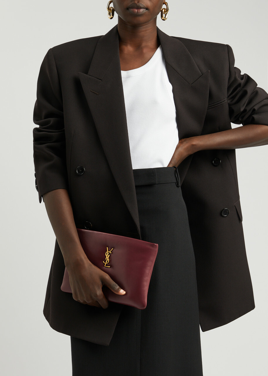 Saint Laurent Calypso Small Padded Leather Pouch - Burgundy