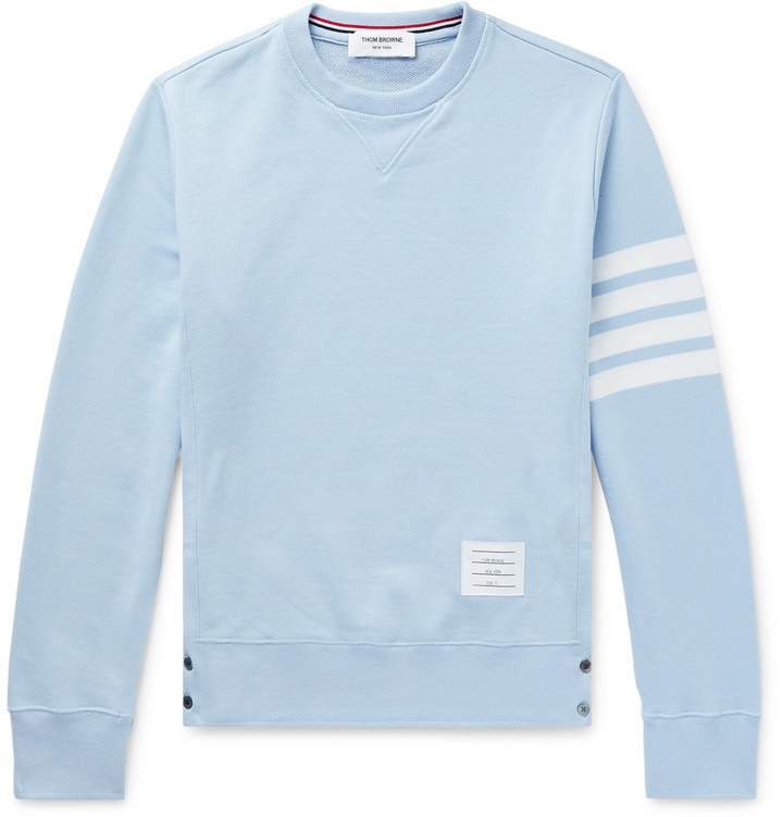 Photo: Thom Browne - Slim-Fit Striped Loopback Cotton-Jersey Sweatshirt - Blue