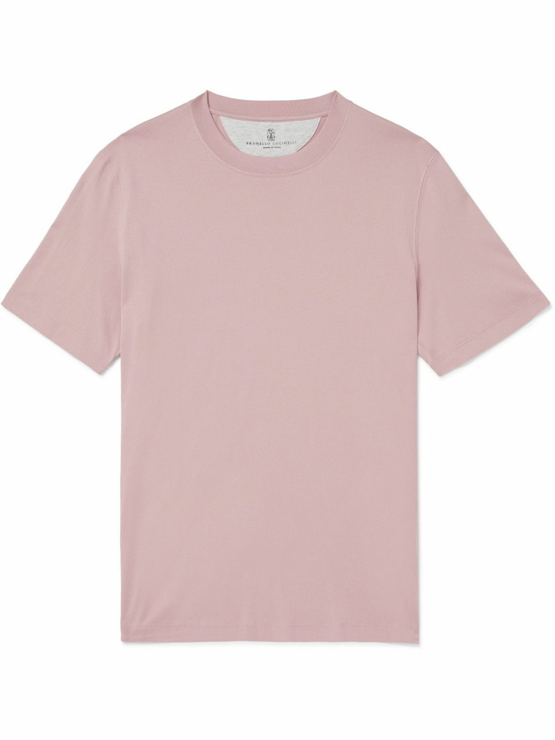 Photo: Brunello Cucinelli - Cotton-Jersey T-Shirt - Pink