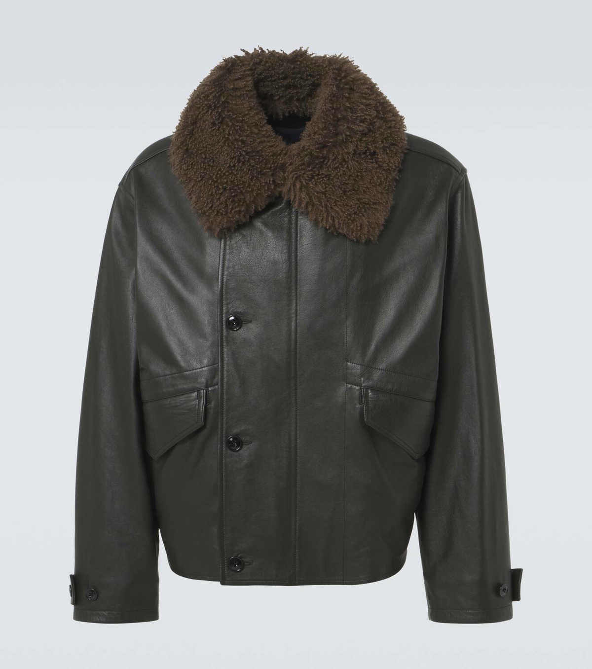 Lemaire Shearling-trimmed leather jacket Lemaire