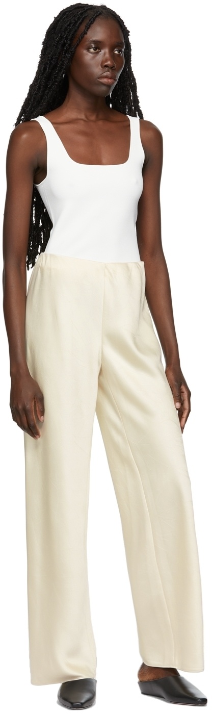 Vince Off-White Satin Bias Trousers Vince