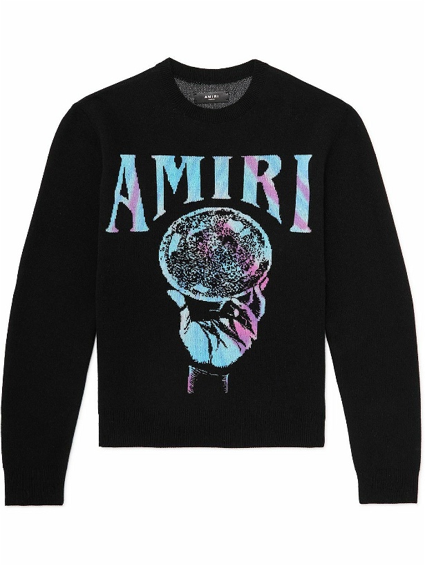 Photo: AMIRI - Crystal Ball Logo-Intarsia Cashmere Sweater - Black