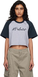 Off-White Gray & Navy 'OW' Embroidered Script T-shirt