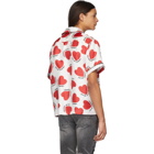 Amiri Red and White Silk Hearts Short Sleeve Shirt