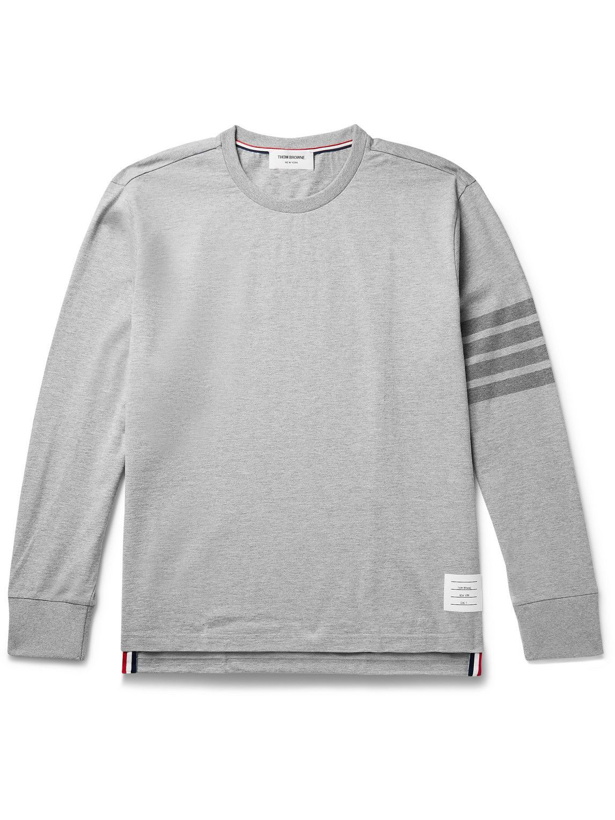 Photo: Thom Browne - Rugby Striped Cotton-Jersey T-Shirt - Gray