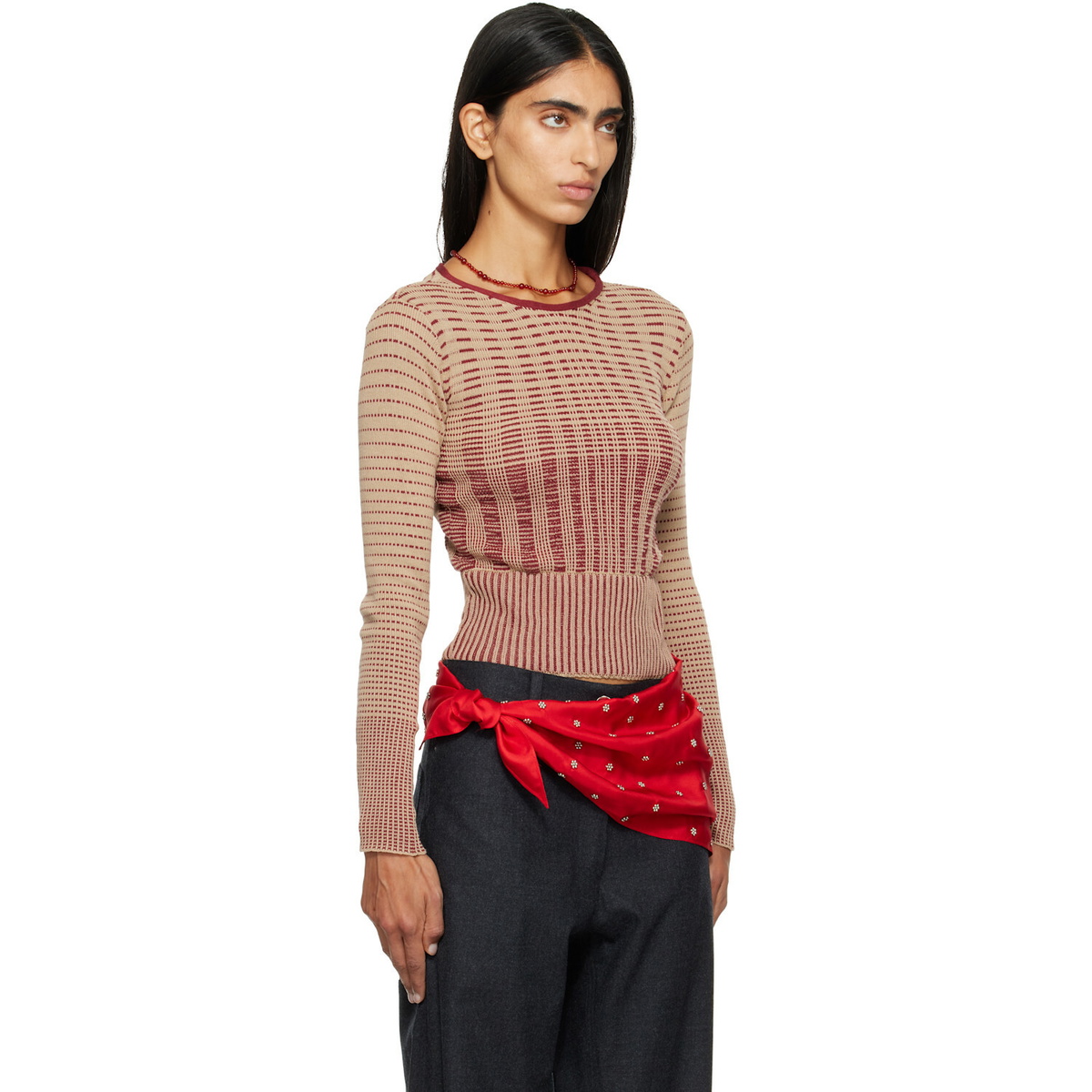 RESCHA SSENSE Exclusive Beige & Red Kashi Sweater