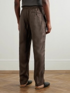 Dolce&Gabbana - Tapered Pleated Silk-Twill Drawstring Suit Trousers - Brown