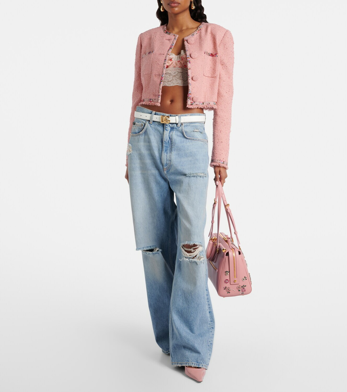 Dolce&Gabbana Vittoria Large embellished leather tote bag