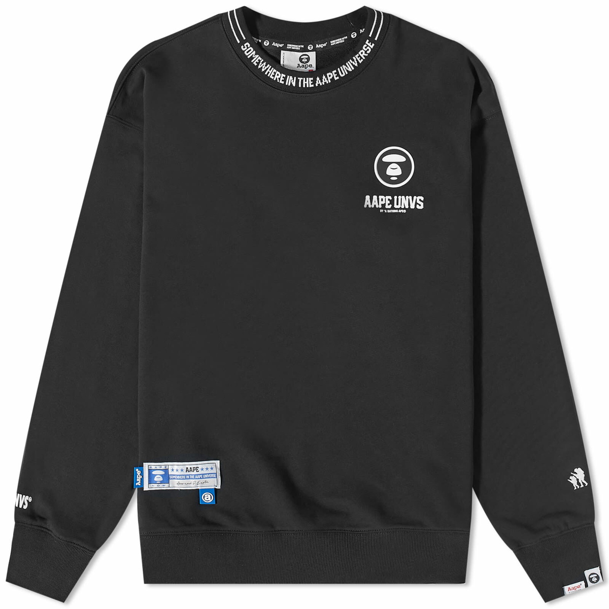 Men's AAPE Street Baseball Crew Sweat in Black AAPE by A Bathing Ape