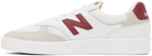 New Balance White & Red 300 Court Sneakers