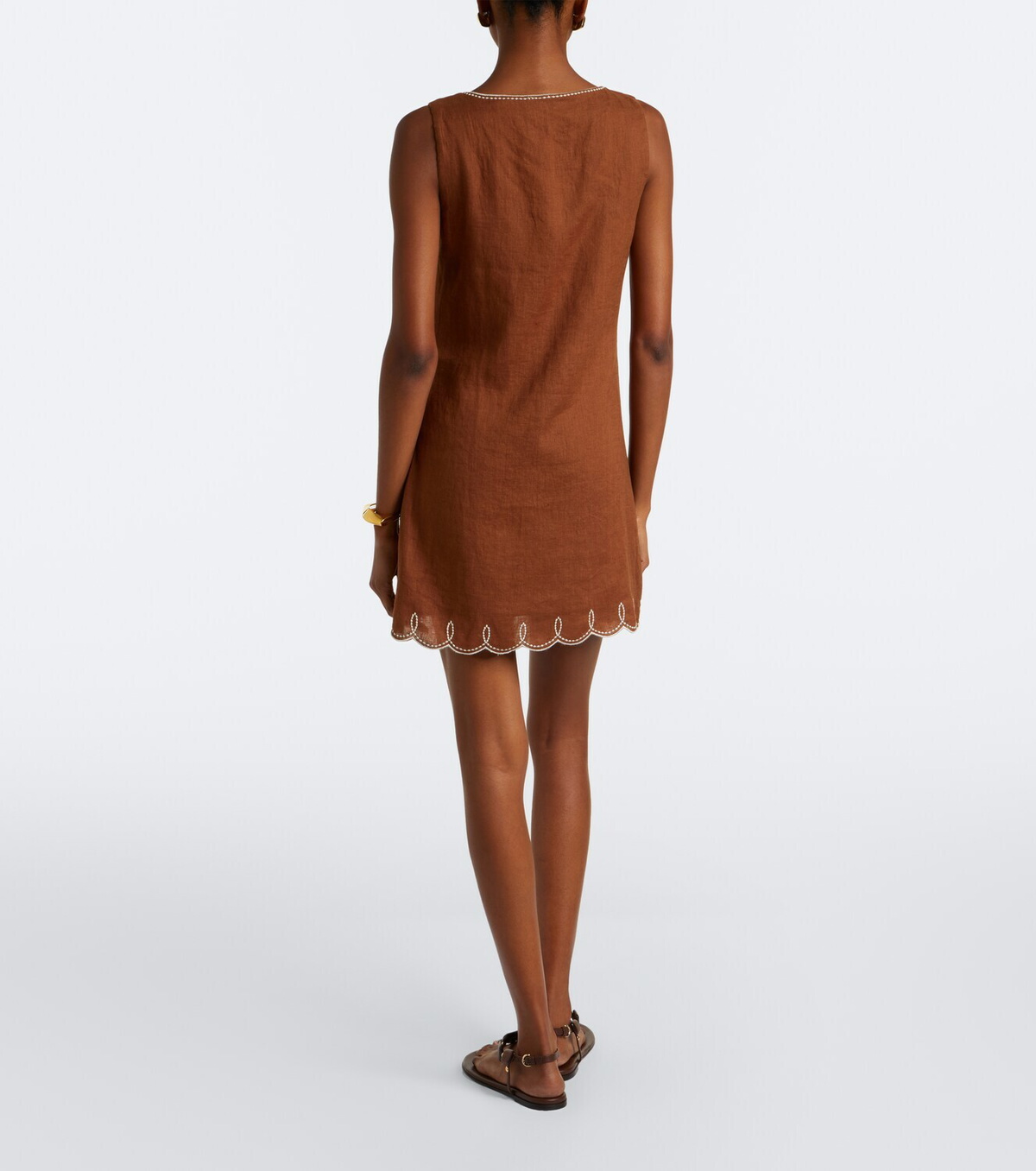 Veronica Beard Shanice scalloped linen minidress