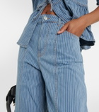 Ganni Striped high-rise wide jeans