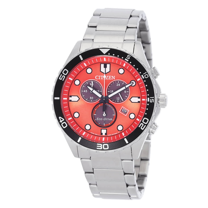 Photo: Citizen Chrono Sporty-Aqua Chronograph Orange Dial Mens Watch AT2560-84X