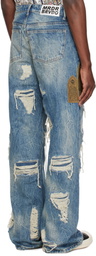 Who Decides War Blue Side Patch Relaxation Jeans