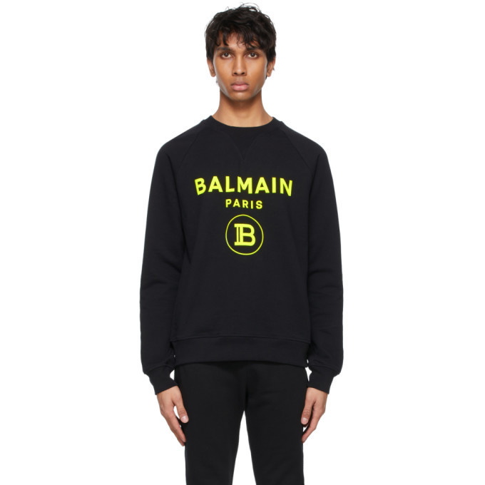 Photo: Balmain Black Flocked Logo Sweatshirt