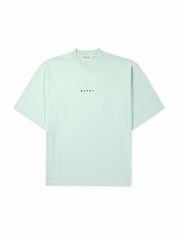 Photo: Marni - Logo-Print Cotton-Jersey T-Shirt - Green