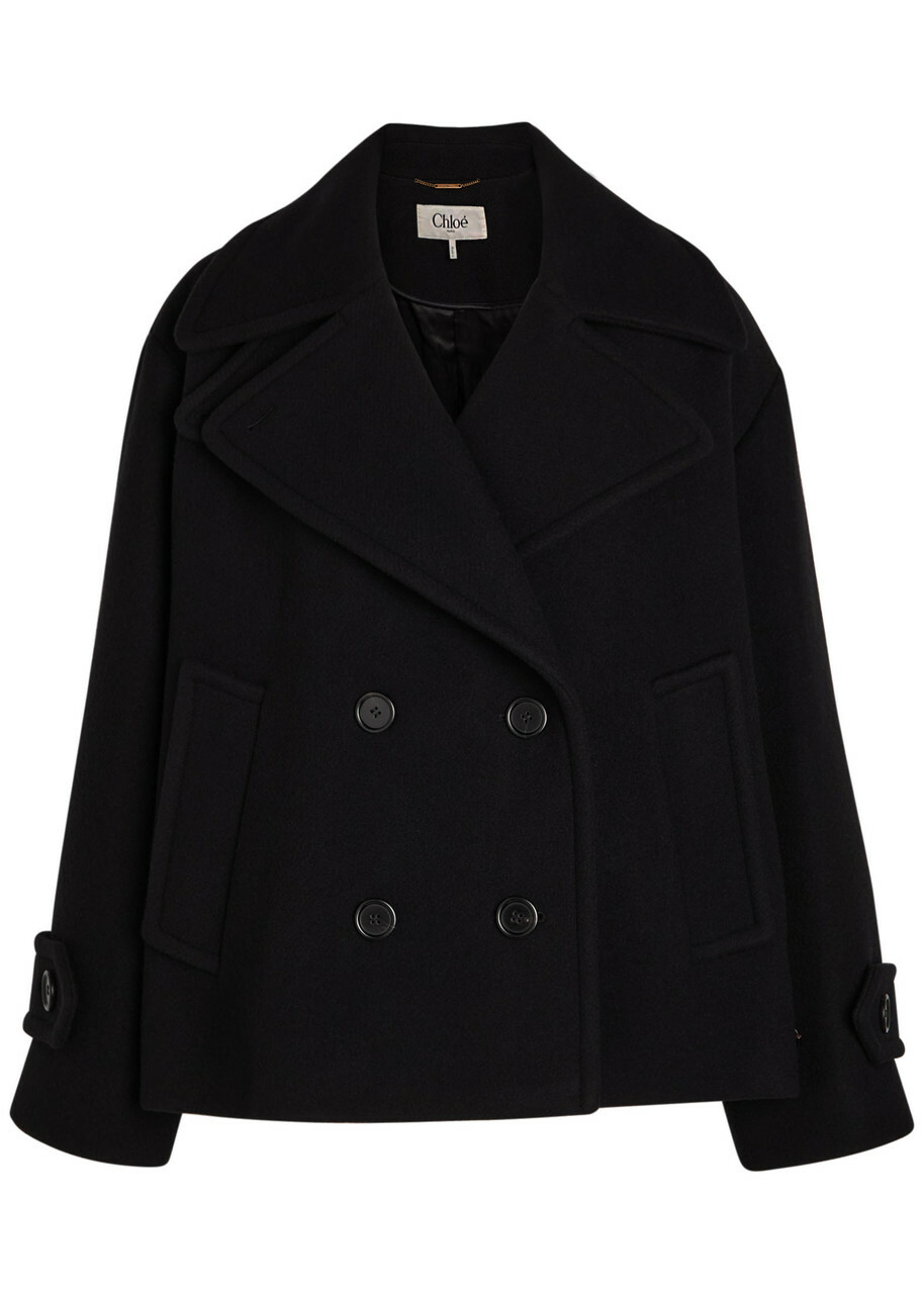 Chloe Double-breasted Wool-blend Jacket Black