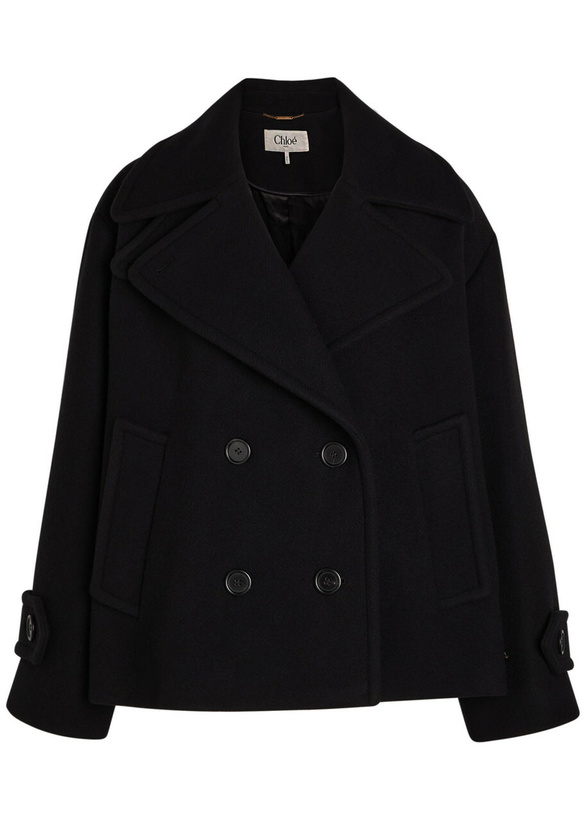 Photo: Chloe Double-breasted Wool-blend Jacket Black