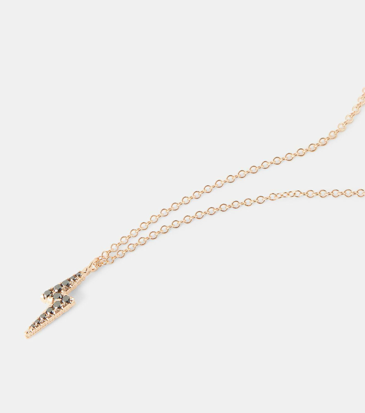 Maria Tash Lightning Bolt 18kt rose gold reversible necklace with white and black diamonds
