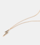 Maria Tash Lightning Bolt 18kt rose gold reversible necklace with white and black diamonds