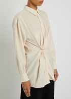 High Skylark Ring-embellished Woven Shirt Beige