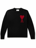 AMI PARIS - ADC Logo-Intarsia Virgin Wool Sweater - Black