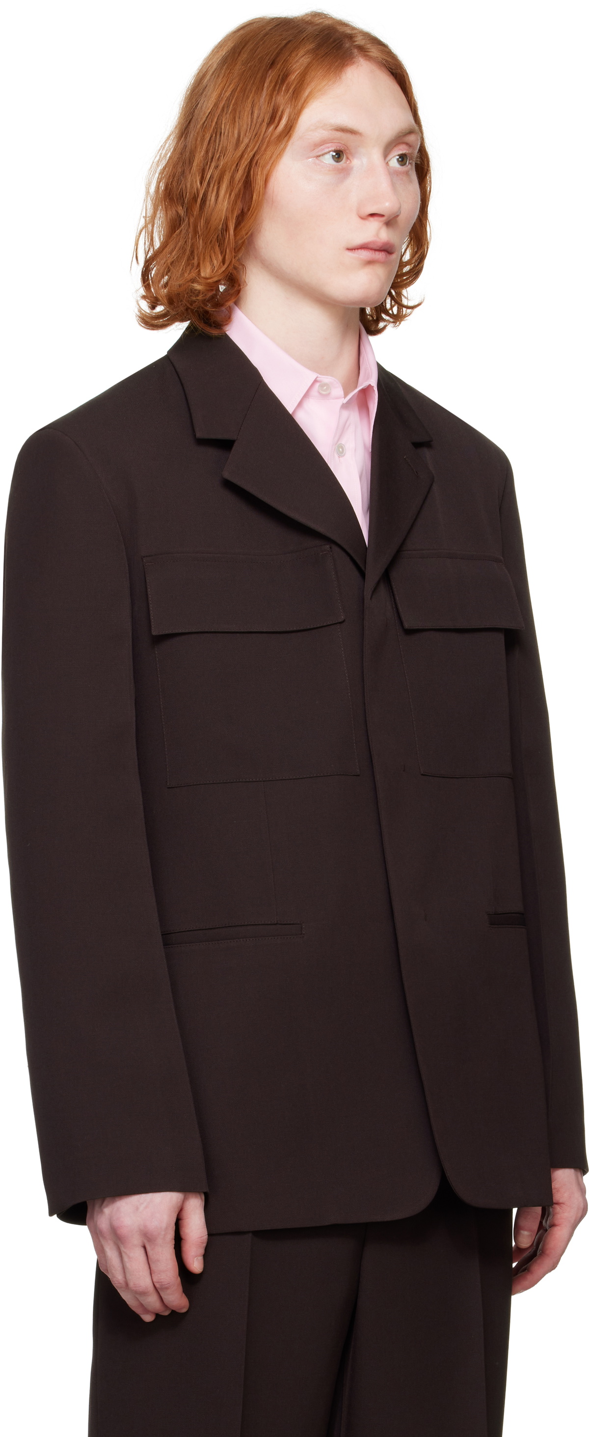Jil Sander Brown Sharp Wool Gabardine Blazer