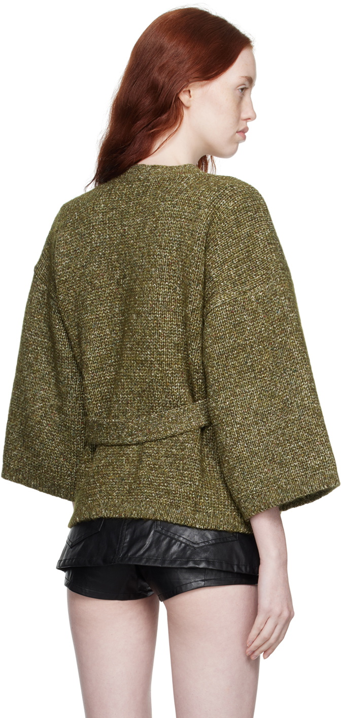 Pushbutton Khaki Oversized Cardigan