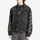 Off-White Men's Diagonal Outline Denim Jacket in Vintage Black