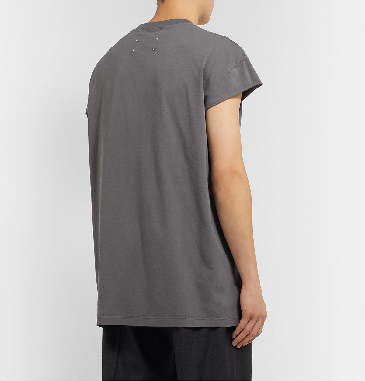 Maison Margiela - Distressed Cotton-Jersey T-Shirt - Gray Maison 