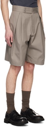 AARON ESH Taupe Pleated Shorts