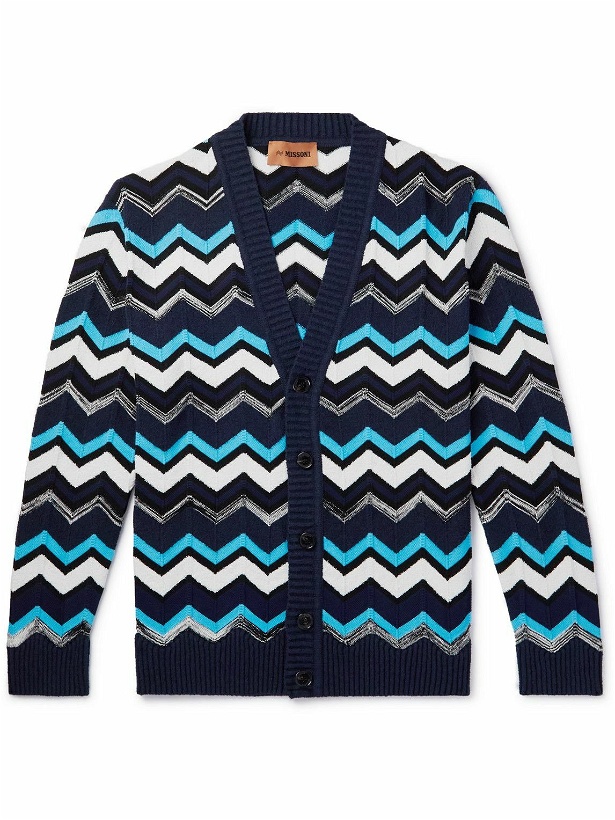 Photo: Missoni - Striped Crochet-Knit Cotton-Blend Cardigan - Blue
