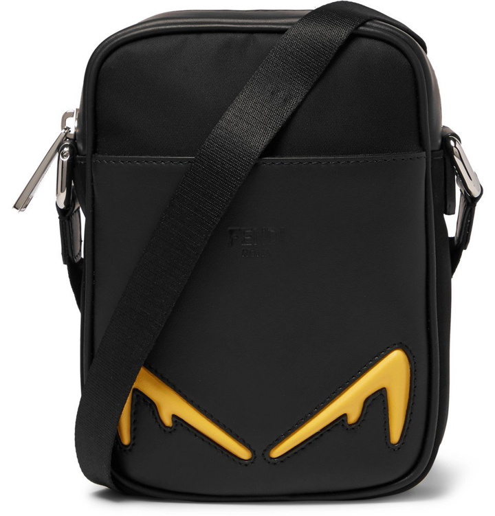Photo: Fendi - Appliquéd Nylon and Leather Messenger Bag - Black