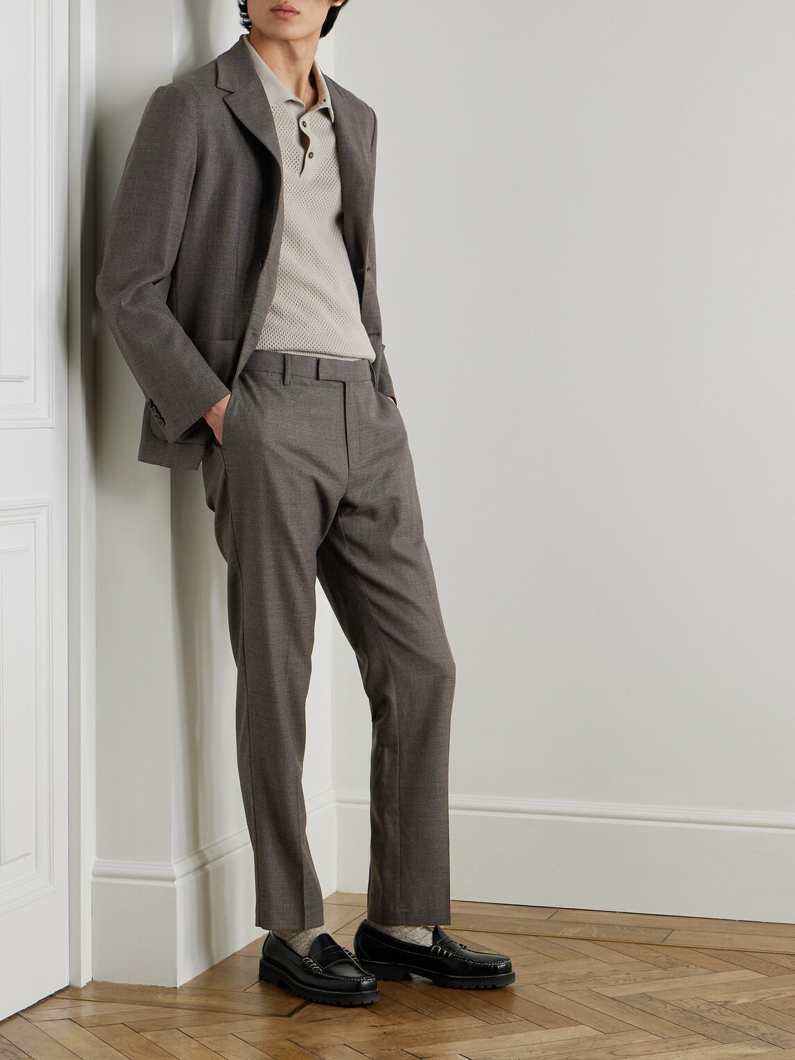 Sunspel - Textured Wool-Blend Suit Jacket - Brown