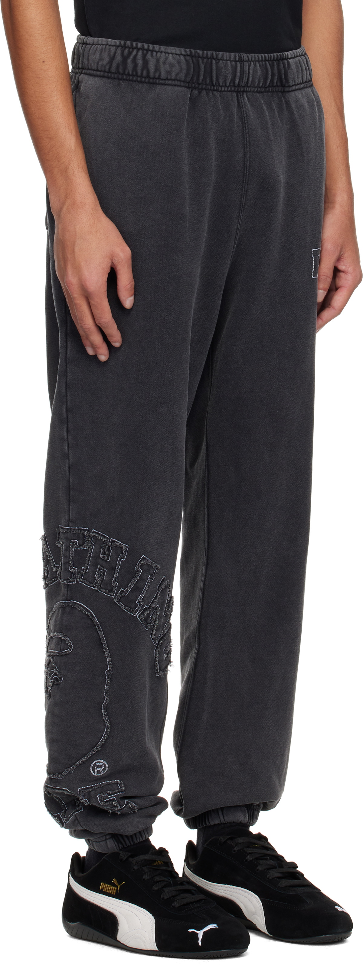 BAPE Black Washed Effect College Patch Sweatpants
