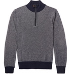 Berluti - Slim-Fit Leather-Trimmed Cashmere Half-Zip Sweater - Men - Navy