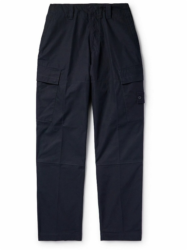 Photo: Stone Island - Ghost Straight-Leg Pleated Cotton Cargo Trousers - Blue