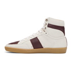 Saint Laurent White and Burgundy Court Classic SL/10 High-Top Sneakers