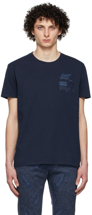 Photo: Etro Navy Embroidery T-Shirt