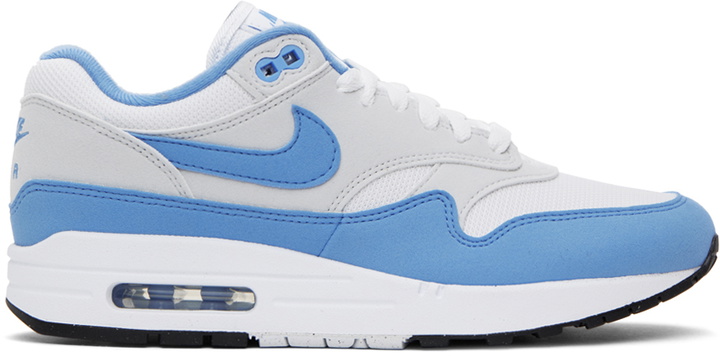 Photo: Nike White & Blue Air Max 1 Sneakers