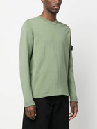 STONE ISLAND - Logo Cotton Crewneck Sweatshirt