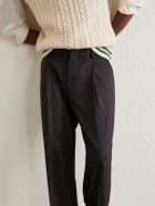 NN07 - Kay 10037 Straight-Leg Pleated Woven Trousers - Brown