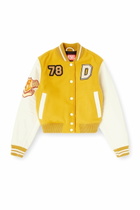 Diesel Cropped varsity jacket in wool and leather - Leather jackets Womens in Multicolor