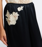 Dôen Lavon lace-trimmed silk satin wide-leg pants