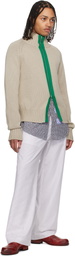 Edward Cuming White Patchwork Elasticized Trousers