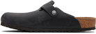 Birkenstock Black Regular Boston Oiled Leather Slip-on Loafers