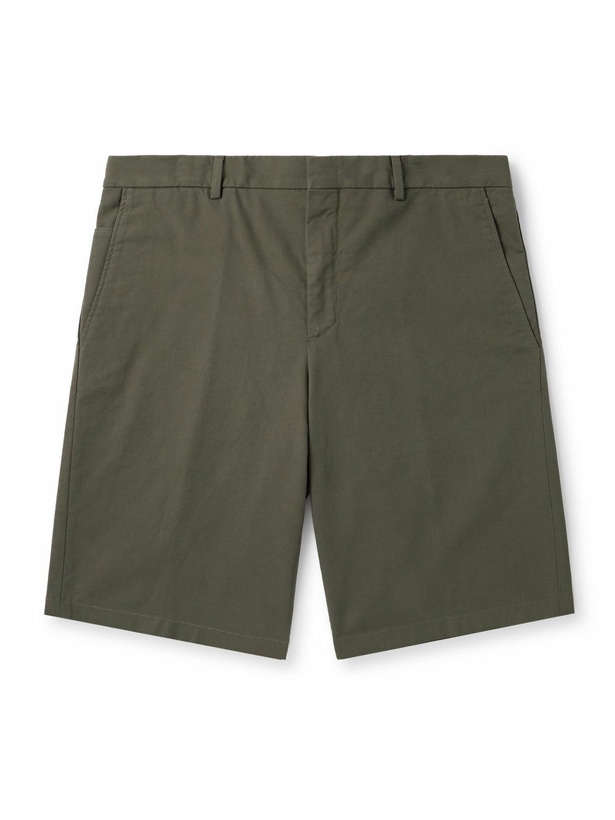 Photo: Loro Piana - Jarno Straight-Leg Stretch-Cotton Bermuda Shorts - Green
