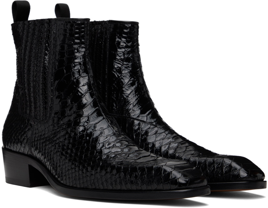 ニンナトラフ2 エニードープ　アブディール　ハンドサム　ヘドン　ボッコム TOM FORD Black Stamped Python Kenneth Chelsea Boots TOM FORD