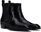 TOM FORD Black Stamped Python Kenneth Chelsea Boots