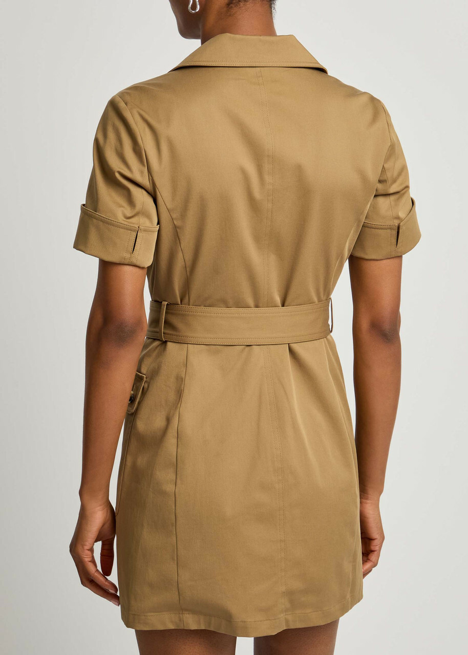 Frame The Safari Belted Stretch-cotton Mini Dress Khaki